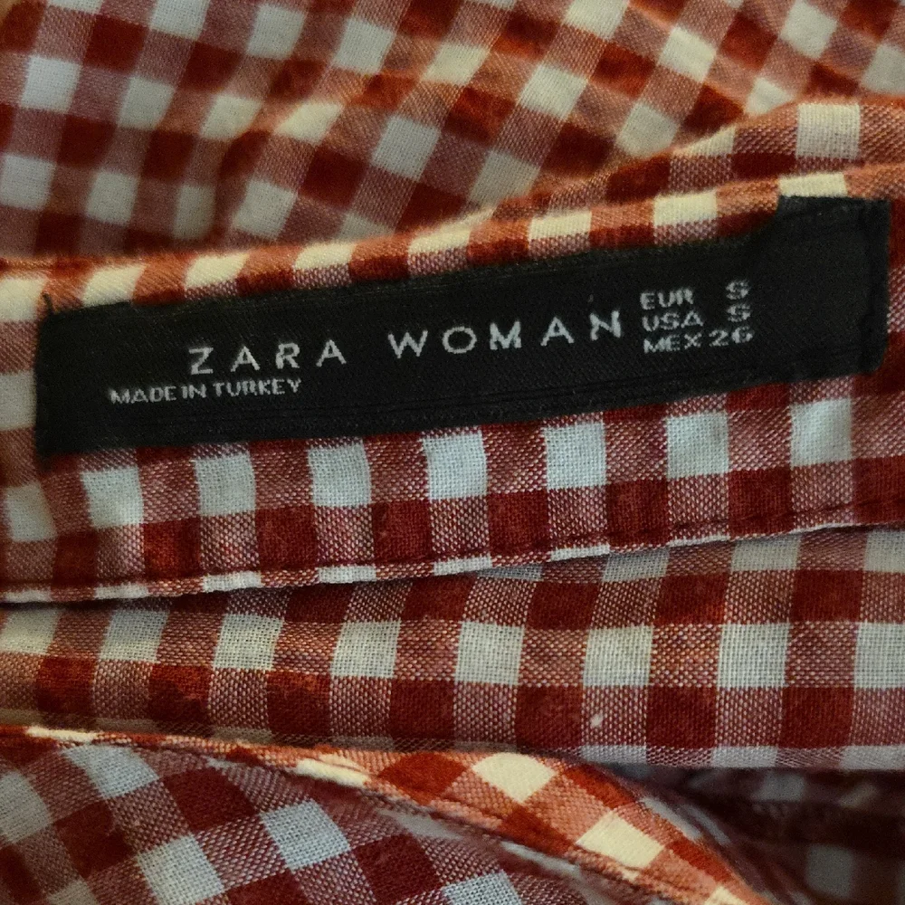 Zara Woman Red Checkered Shirt Size Small (Janni #3) - Picture 2 of 5